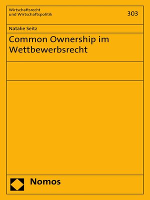 cover image of Common Ownership im Wettbewerbsrecht